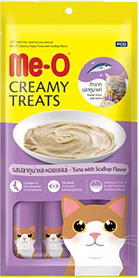 7 ME-O Creamy Treats Tuna with Scallop - Ton Balıklı Deniz Taraklı Krem Kedi Ödülü 60g - 1