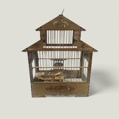 Ahşap Kafes Lüks Çin Evi İşlemeli 46x35x18 cm - 1