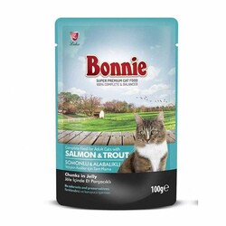 Bonnie - Bonnie Somonlu Alabalıklı Pouch Jely Kedi Konservesi 100gr