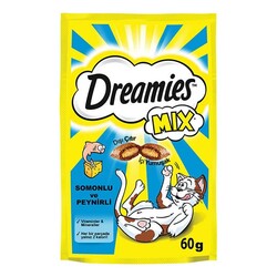 Dreamies - Dreamies Mix İç Dolgulu Somonlu ve Peynirli Kedi Ödül Bisküvisi 60gr