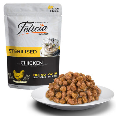 Felicia Tahılsız 85gr Sterilised Kısır Tavuklu Yaş Kedi Maması Pouch - 1