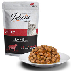 Felicia Tahılsız 85gr Yetişkin Kuzu Etli Yaş Kedi  Maması Pouch