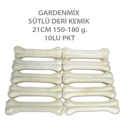 Garden Mix - Gardenmix Sütlü Deri Kemik 21cm 150-180gr 10lu Paket 