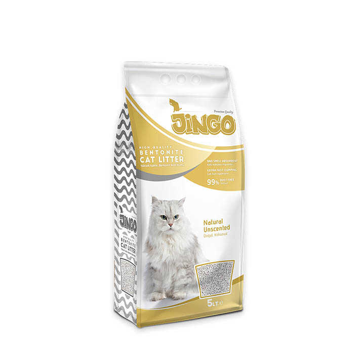 Jingo Naturel Bentonit Kedi Kumu İnce Taneli 5 L Kedi Kumları Jingo