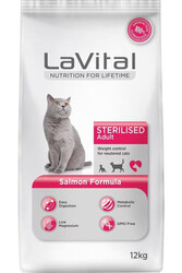 LaVital - LaVital Kısırlaştırılmış Kuru Kedi Maması (Sensitive adult) Somonlu 12 Kg
