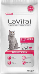 LaVital - LaVital Kısırlaştırılmış Kuru Kedi Maması (Sensitive adult) Somonlu 1,5 Kg