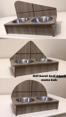Little Friends Ahşap 2 Li Bazalı Mama Kabı
