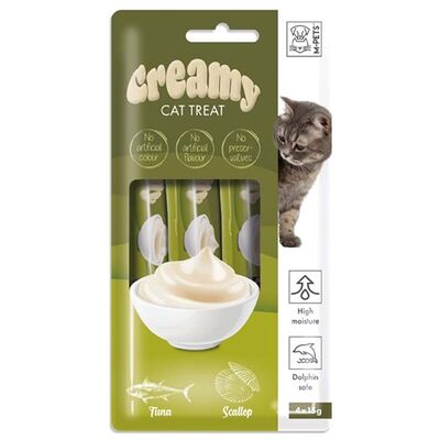 M-PETS Creamy Ton Balıklı Deniz Taraklı Kedi Ödülü 4x15gr - 1