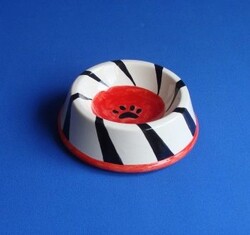 M02-03-1 Kırmızı Pervane Desenli Kedi Mama Kabı
