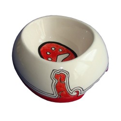 Güner Seramik - M05-01-1 Kırmızı Oturan Köpek Desenli Köpek Mama Kabı