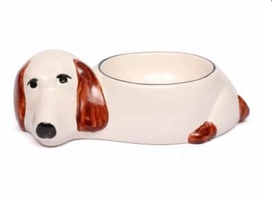 M09-01-1 Beyaz/Kahve Yatan Köpek Desenli Köpek Mam - 1
