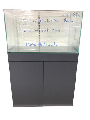 Mobilyalı Akvaryum Antrasit 80x45x45 cm Ada 8mm - 1