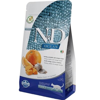 N&D Ringa Balıklı Yetişkin Kedi Maması Ocean Pumpkin Bal Kabaklı ve Portakallı Tahılsız 5kg - 1