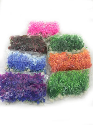Plastik Akvaryum Bitkisi 12 cm.Mix 24lü  - 1