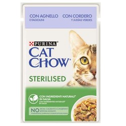 Nestle Purina - Purina Cat Chow Sterilised Kısırlaştırılmış Yetişkin Kediler İçin Kuzu Etli ve Yeşil Fasulyeli Yaş Kedi Maması 85gr. 