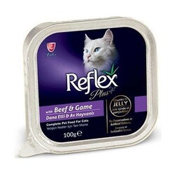 Reflex - Reflex Plus Biftek ve Av Hayvanı Jöle Kedi Konservesi 100gr / 16lı Kutu
