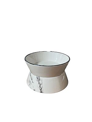Seramik çift katlı Mermer Desenli Mama Kabı 15 cm ( Mix ) - 1
