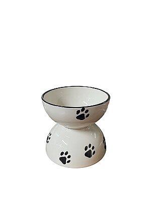 Seramik çift katlı Pati Desenli Mama Kabı 13 cm ( Mix ) - 1