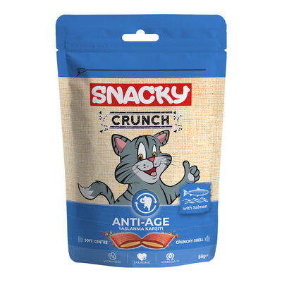 Snacky Kedi Crunch Ödül Anti-Age Yaşlanma Karşıtı Somonlu 60gr - 1