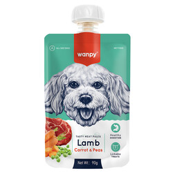 Wanpy - Wanpy Kuzu Eti Havuç Bezelye Köpek Et Ezmesi 90gr