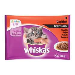 Whiskas Junior Etli Yavru Konserve Kedi Maması 100 grx4 lü Paket