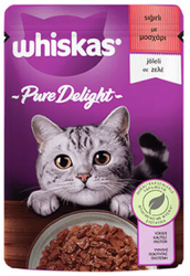Whiskas - Whiskas Pouch Pure Delight Jöle İçinde Sığır Etli Yetişkin Kedi Konservesi 85gr