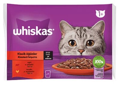 Whiskas Pouch Kedi Sığırlı Tavuklu Etli Seçenekleri (4 lü Paket)