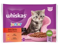 Whiskas - Whiskas Pouch Yavru Kedi Sığırlı Tavuklu Etli Seçenekleri (4 lü Paket)