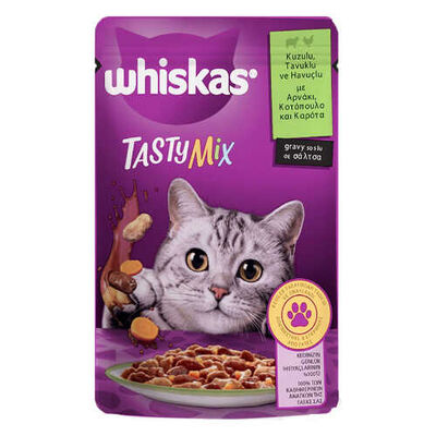 Whiskas TastyMix Pouch Gravy Soslu Kuzulu Tavuklu Havuçlu Kedi Maması 85 gr