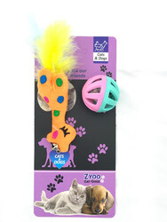 Zyoo - Zyoo 2li Oyuncak Işıklı Top ve Tüylü Zilli Zürafa